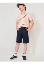 Old Navy Boys 20 Plus Blue Built-In Flex Twill Straight Uniform At Knee Shorts