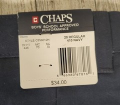 Chaps Uniform Pants Boys 20 Regular Navy Blue School Approved Pleated Twill