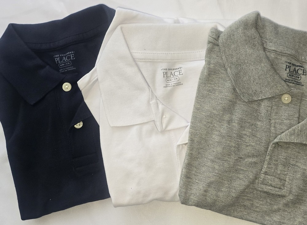 The Children’s Place Boys Uniform Polo Shirts 3-Pack M (7/8) Solid Piqué