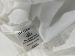 George Boys Cotton Blend White Long Sleeve Collar Oxford School Uniform Shirt L