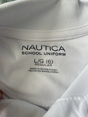 Nautica White School Uniform Polo Short Sleeve Size Large