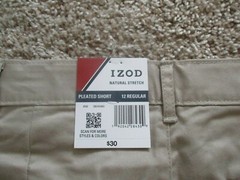 BNWT Izod Big boys formal/school uniform pleated shorts, Size 12, cotton blend