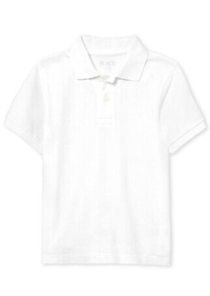 Children’s place School Uniform Short Sleeve Interlock Polo Shirt SZ M 7-8 White