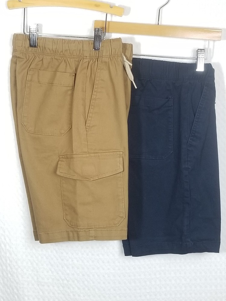 Old Navy Boys Built-In Flex Straight Uniform Shorts Blue/Beige 10-12 (4 Pair)