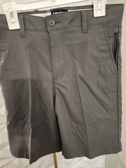 Lands’ End Boys Gray Chino Shorts Flat Front Pockets Solid Zip Closure Athletic