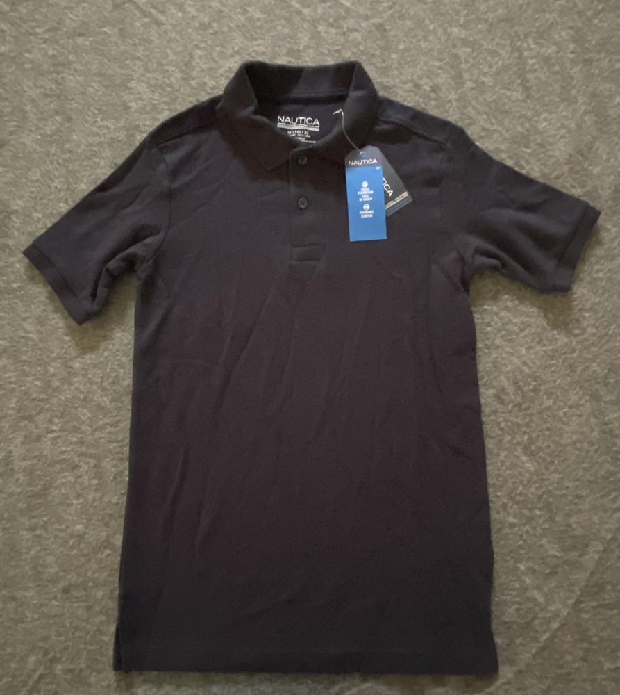 Nautica Polo Shirt Boys Medium 10/12 Performance Stretch Short Sleeve Uniform