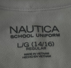 Boys Size L 14-16 POLO Shirt NAUTICA White Collared School Uniform Short Sleeve
