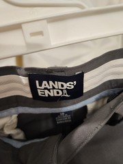 Lands’ End Boys Gray Chino Shorts Flat Front Pockets Solid Zip Closure Athletic