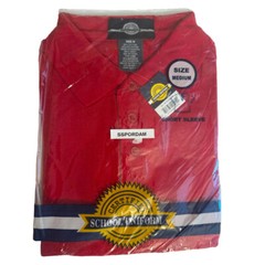 School Uniform Short Sleeve Pique Polo Shirts Adult Boys AM Medium Red