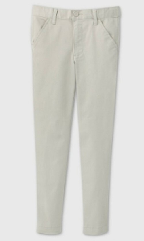 Cat & Jack Boy’s Flat Front Stretch Uniform Skinny Fit Pants Tumbleweed Size 7
