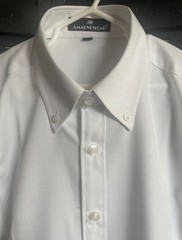 Young boys white Oxford button down collared uniform shirt slim S long sleeve