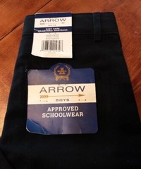 NWT ARROW School Uniform Navy Blue ADJUSTABLE WAIST PANTS Boys size 12 REGULAR
