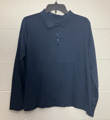 Lands’ End Boys Polo Shirt Blue L 14-16 Long Sleeve Uniform School Top