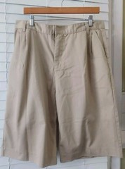 School Uniform Shorts Boys 20 Husky Beige Khaki Zipup Pockets Hook & Loop