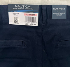 Nautica Boys School Uniform Shorts Size 10 Regular Navy Flat Front Adj Waist New