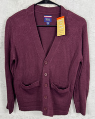 French Toast Plum Cardigan Sweater Button School pockets LS Boys Large 10/12 NEW