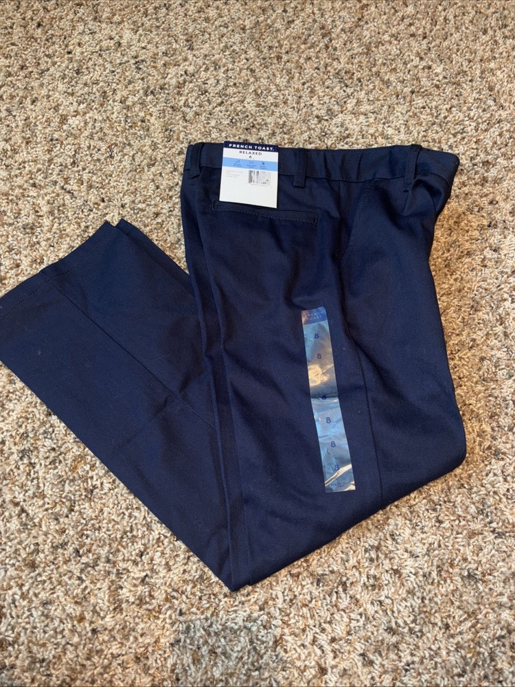 New With Tags French Toast School Uniform Size 8 Relaxed Navy Pants W/Adj Waist