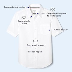 FRENCH TOAST BOYS SCHOOL UNIFORM DRESS SHIRT SHORT SLEEVE POCKET WHITE 3 LOT 16