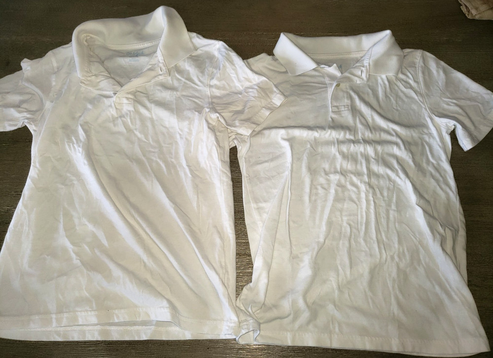 2 boys SCHOOL UNIFORM TOPS POLO SHIRTS 12-14 SOLID WHITE CAT & JACK COLLAR large