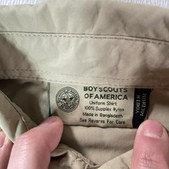 Boy Scouts Of America Shirt Youth Medium Beige Uniform Patches 100 Years 2010
