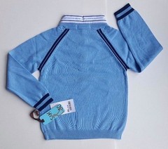 New w. Tag Light Blue Navy Blue Collar Knit Uniform Sweater School Boys Size 5-7