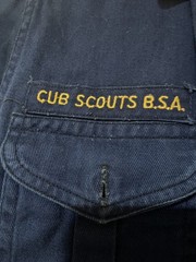 Vintage Boy Scouts Of America Shirt Boys 12 Blue Cub Scout w/Some Patches-MASS