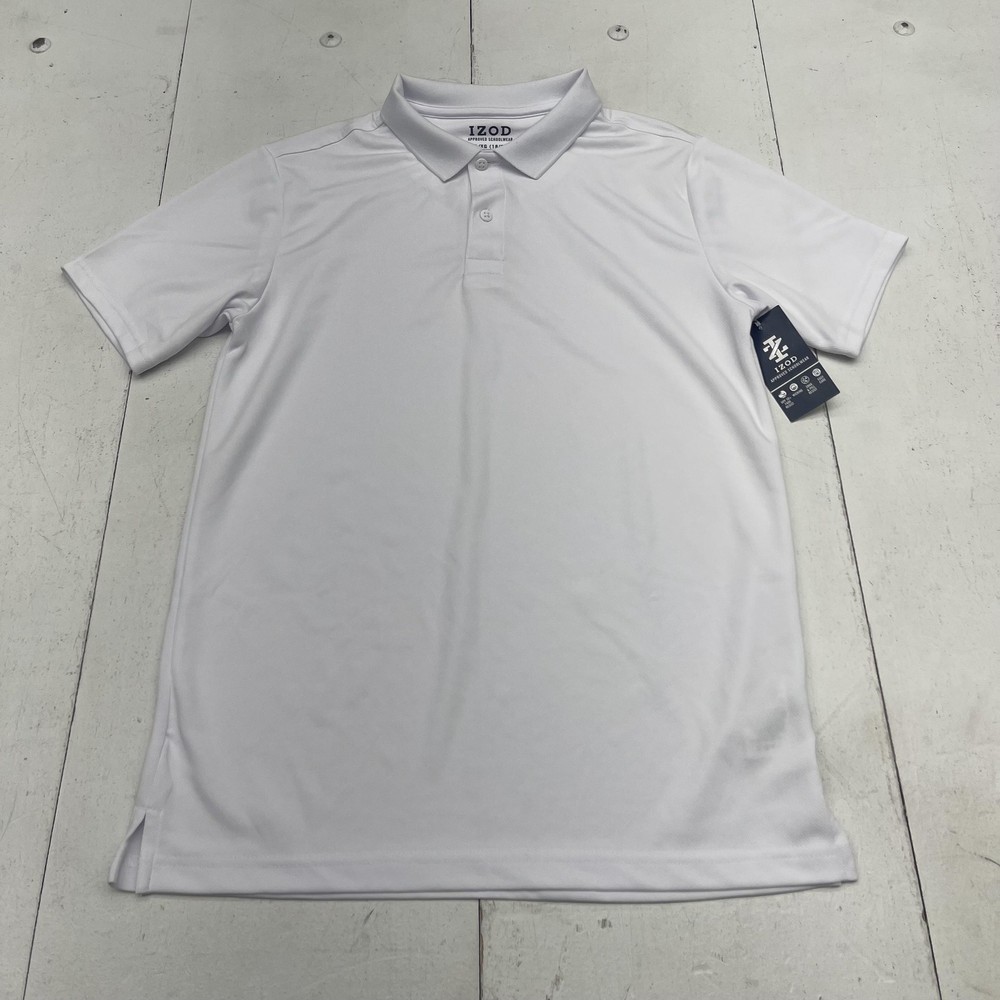 IZOD Polo Shirt Boys XL 18/20 White Approved Schoolwear Performance Uniform