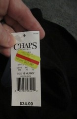 NWT Boys Chaps Black Stretch Uniform Pants Sz 16 Husky FREE SHIPPING