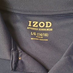 IZOD Boys Blue Polo Shirt Uniform Short Sleeve Size L (14/16)