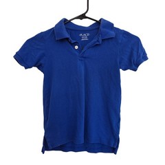 The Childrens Place Boys Royal Blue Short Sleeve Pique Polo Shirt Size S 5/6