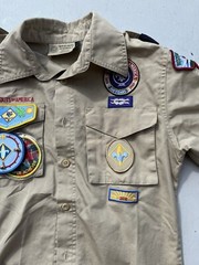 Kid’s Boy Scouts of America Shirt Beige Uniform Official M Chief Outdoors Camp