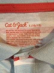 Lot Of 2 Collared Uniform Boy Shirts Sz 10/12 L White & Blue Striped Cat & Jack