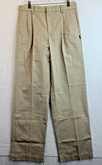 Parker School Uniform Pants Tan Pleated Khaki Adj Waistband Boys 20 30 x 31