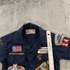 Vintage Boy Scouts Of America Shirt Youth Small Blue Uniform Patches 1980s
