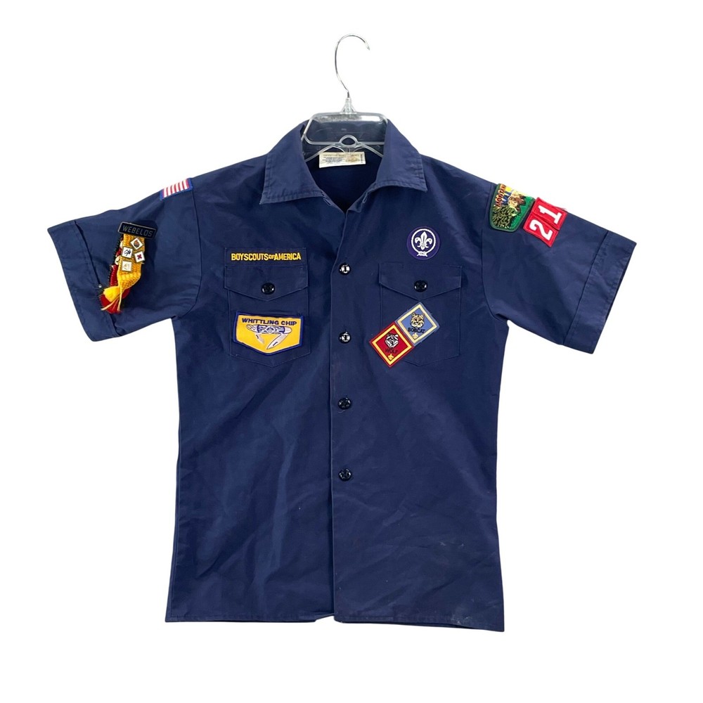 Boy Scouts of America Shirt Kids S Blue Cub Scout Webelos Montana Patch Uniform