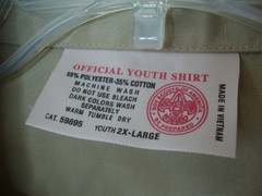 Boy Scout of America Uniform Shirt Youth 2XL Khaki Beige BSA Brown Buttons