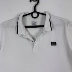C.P Company Polo Shirt White Short Sleeve Logo Casual Italy Size Boys 14