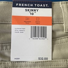 French Toast Boys’ Uniform Skinny Stretch Khaki Adjustable Waist Pants Size 10
