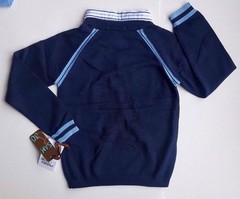 New w. Tag Light Blue Navy Blue Collar Knit Uniform Sweater School Boys Size 5-7