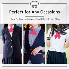 School Uniform Pre Tied Bows for Girls Women Solid Color Adjustable Rose Red