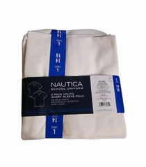 Boys Nautica School Uniform 2 Pack Short Sleeve Polo White Size L (14/16) NWT