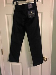 U.S POLO ASSN. School Uniform Flat Front Pants Boys 10 Blk ADJUSTABLE WAIST NWT