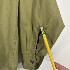 Boy Scouts of America Uniform Shirt Long Youth Large Green Collarless VTG Damage