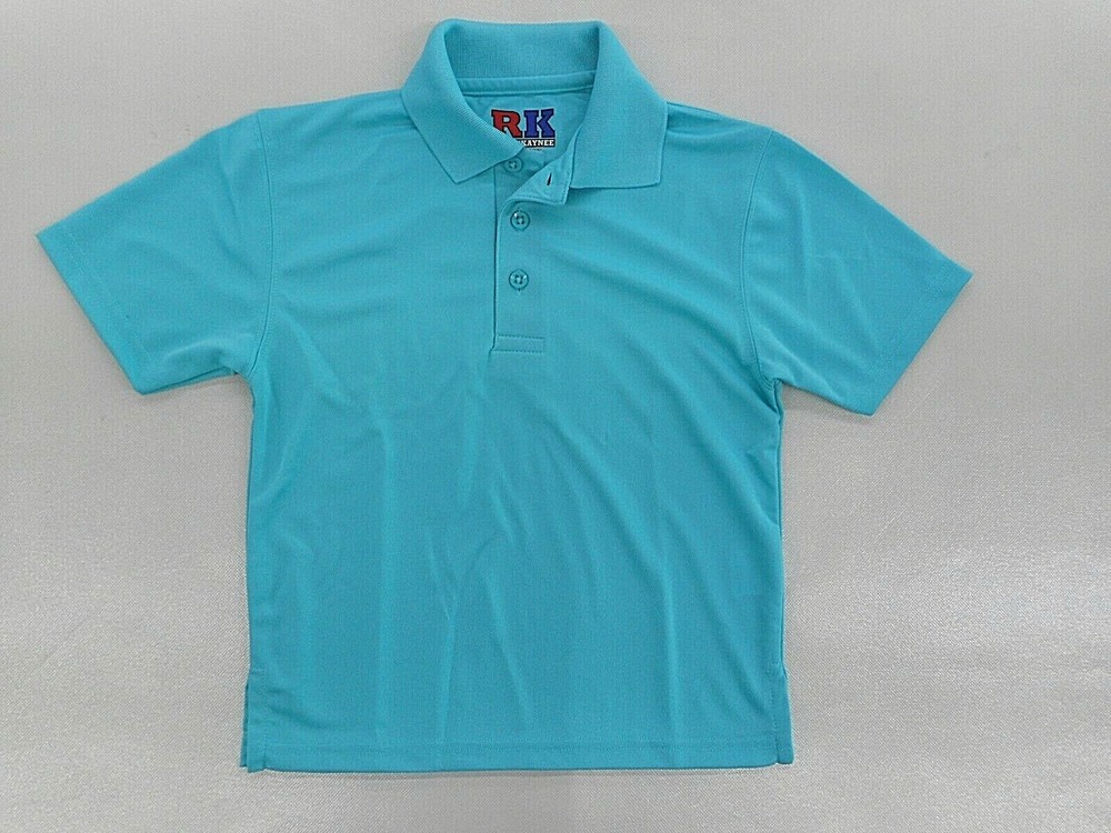 Boys R/K Turquoise S.S. Uniform/Casual Wicking Polo Shirt Sz XS – X Large
