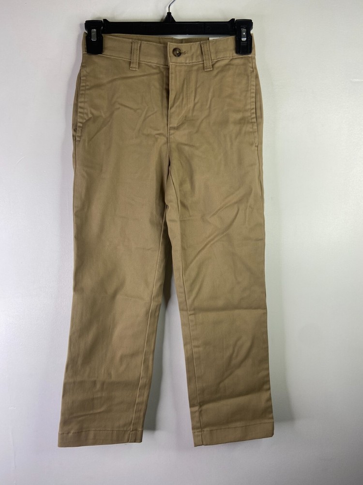 Boys Wonder Nation School Uniform Stretch Chino Pants Beige Size 7