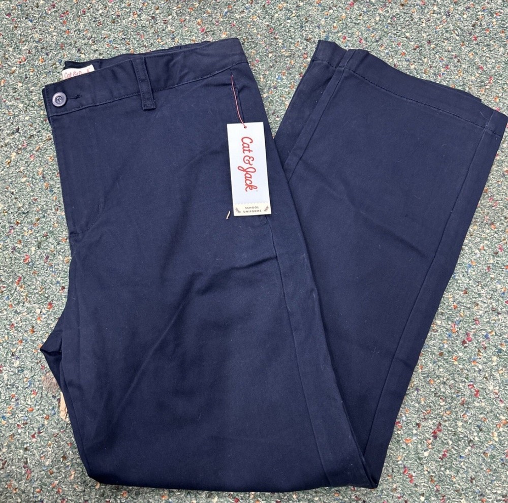 Cat & Jack Boys Husky School Uniform Pants Fighter Pilot/Navy Blue Size 16 Husky