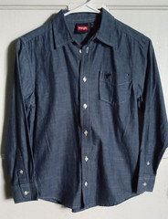 Boys Wrangler Blue Size Large 10-12 Long Sleeve Dress shirt