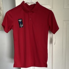 Nautica Boys Red Polo Shirt M (10/12) Moisture Wicking UPF 50+ Uniform