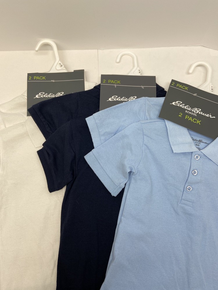 EDDIE BAUER SCHOOL UNIFORM SHORT SLEEVE POLO (2 PACK) – MULTI COLORS/SIZES –