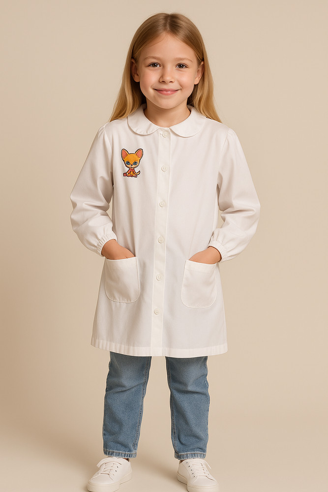 SCHOOL APRON GIRL DETACHABLE COLLAR BUTTONS BRAND SIGGI ART. 33GR3600